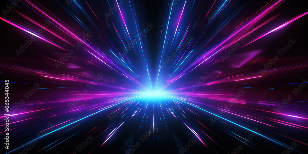 Ethereal light tunnel in brilliant blue and purple, stretching ahead. Ethereal light tunnel in brilliant blue and purple, stretching ahead.