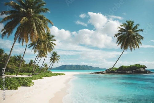 Wild Tropical Beach with White Sand