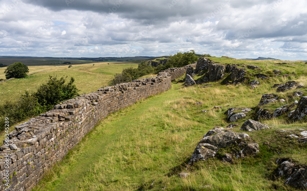 a view of Hadrian's Wall at Walltown Crags, near Greenhead, Northumberland, UK