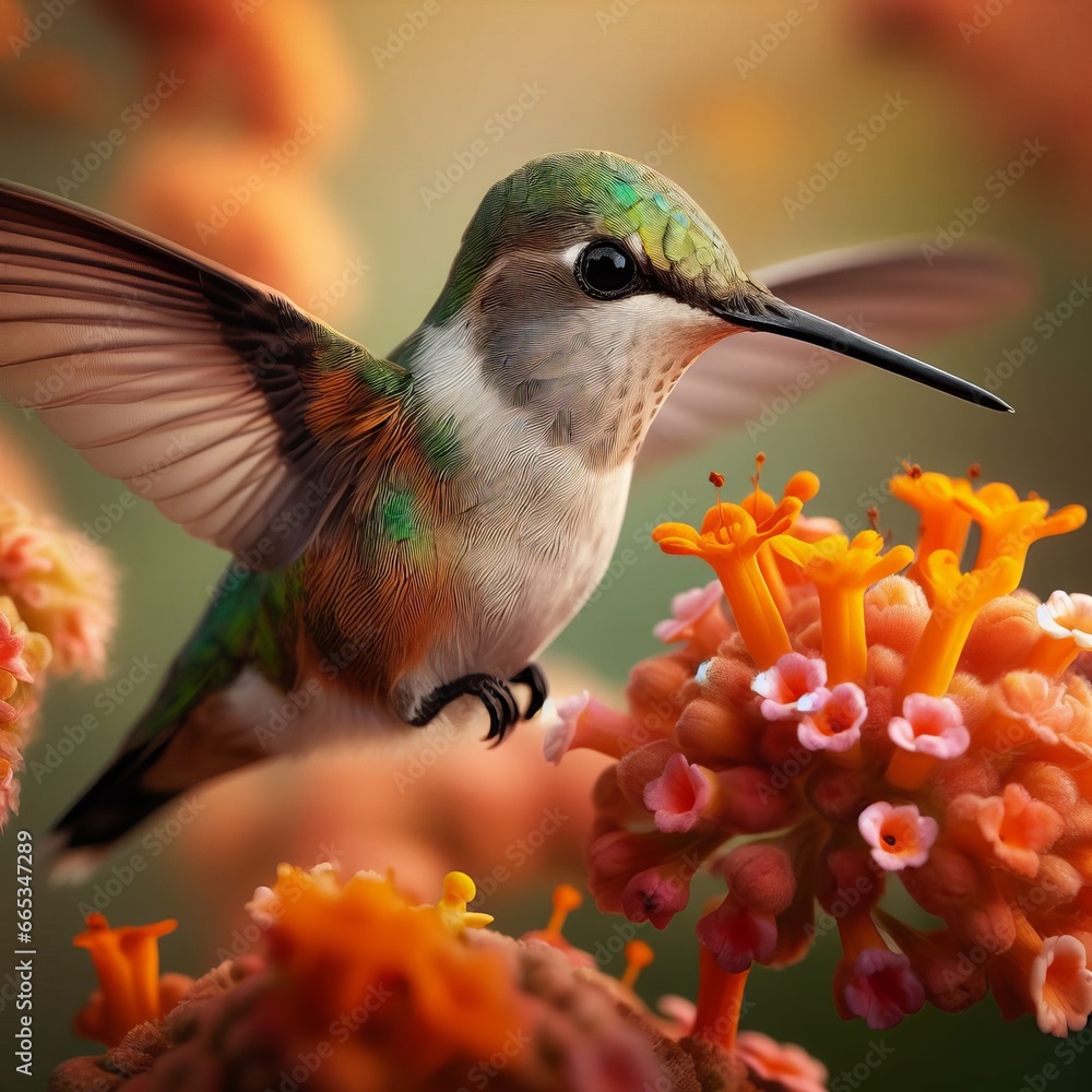Fototapeta premium hummingbird on flower