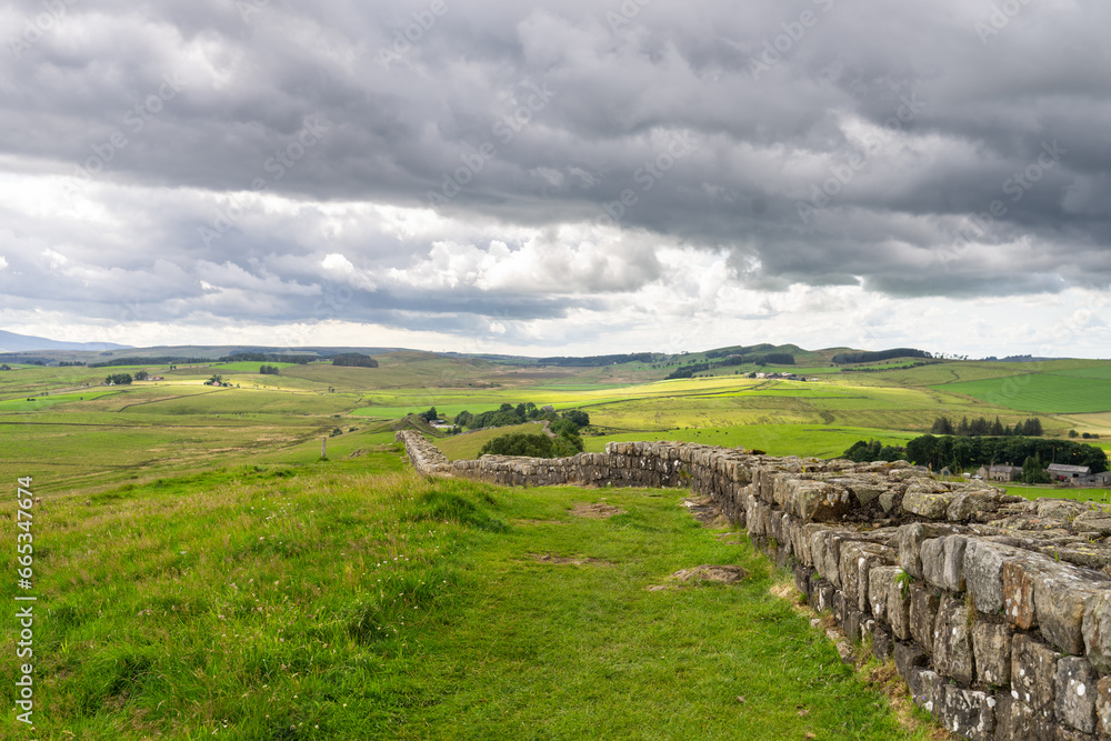 a section of Hadrian's Wall near Once Brewed, Northumberland, UK