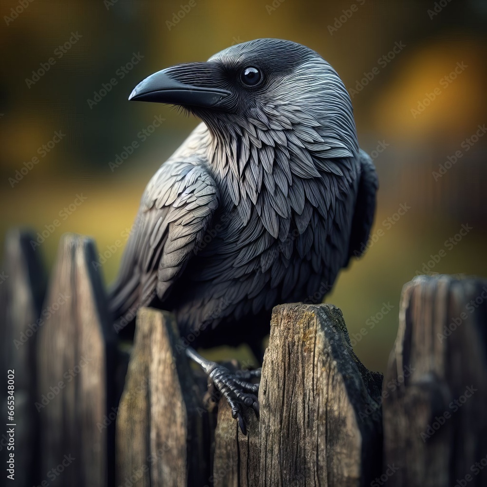 Naklejka premium crow on the fence