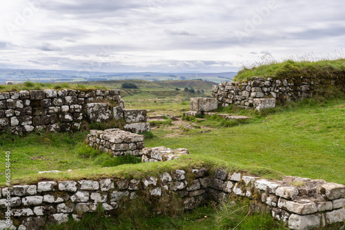 Milecastle 37 along Hadrian's Wall path near Housesteads, Northumberland, UK photo