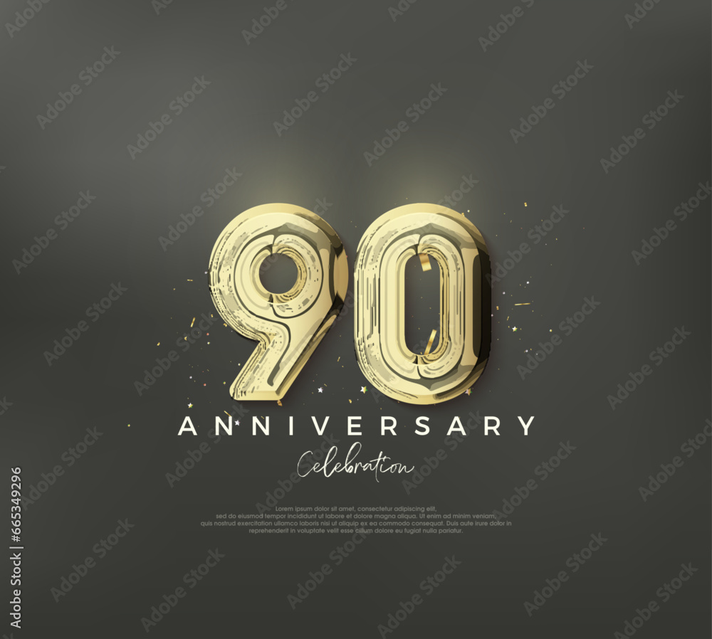 90th anniversary number, to celebrate a birthday with a luxurious and elegant design. Premium vector background for greeting and celebration. - obrazy, fototapety, plakaty 