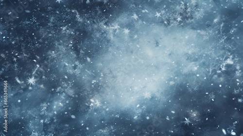  a blue and white background with stars and snow flakes. generative ai