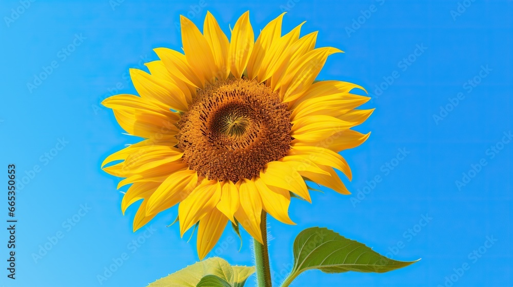 Obraz premium a large sunflower with a blue sky in the background. generative ai