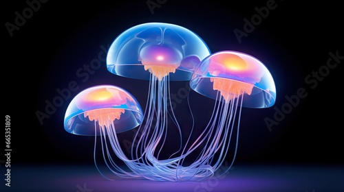  a group of jellyfish floating on top of each other.  generative ai