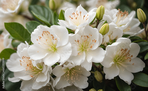 Blooming white flowers close up view