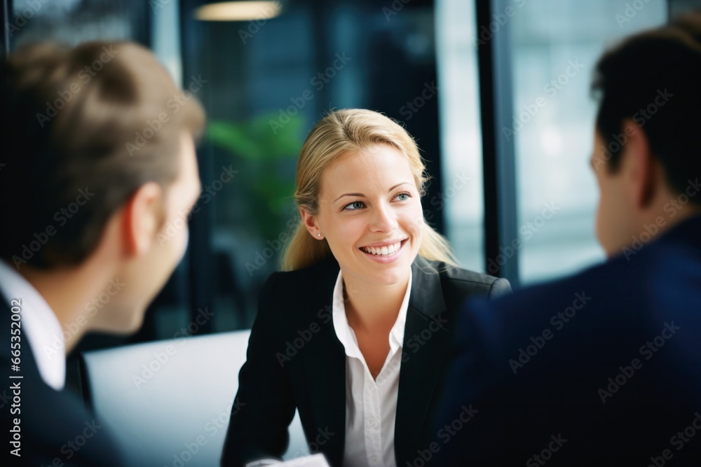 happy smiling business woman manager at office meeting happy smiling business woman manager at office meeting