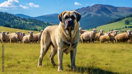 english mastiff dog is standing on the field photo