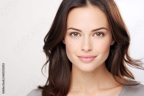 beautiful woman portrait with copy space for skincare or hair care advertisement