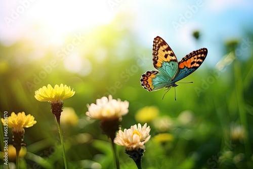 Butterfly Flying over the Meadow. © Khalada