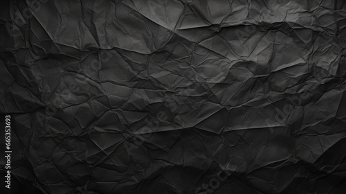 black crumpled paper on empty sheet background. copy text space.