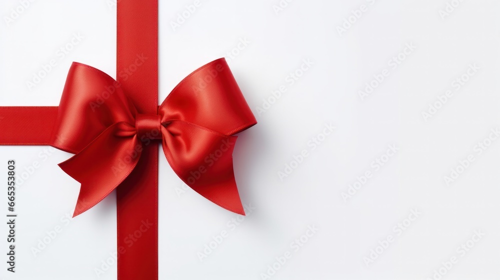 Red ribbon satin bow on white background. Christmas gift, valentines day. advertisement, banner, card. for template, presentation. copy text space. Red ribbon satin bow on white background. Christmas gift, valentines day. advertisement, banner, card. for template, presentation. copy text space.