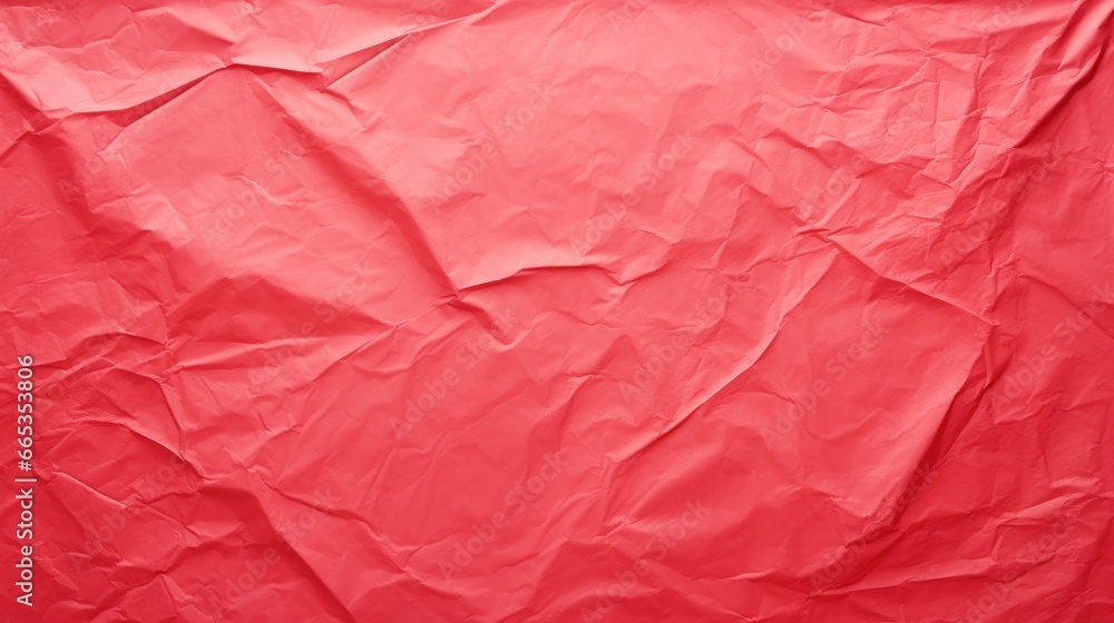 red crumpled paper on empty sheet background. copy text space.