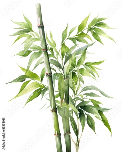 Watercolor bamboo clipart isolated on white background. © Khalada