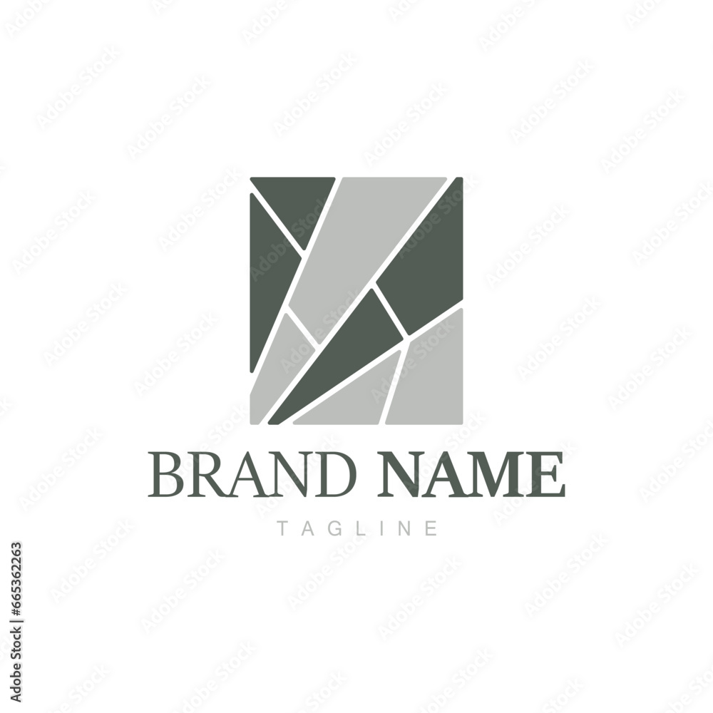 Fototapeta premium Floor Logo Design for Home Ceramic Decoration with Minimalist Abstract Shapes, Vector Templet Illustration