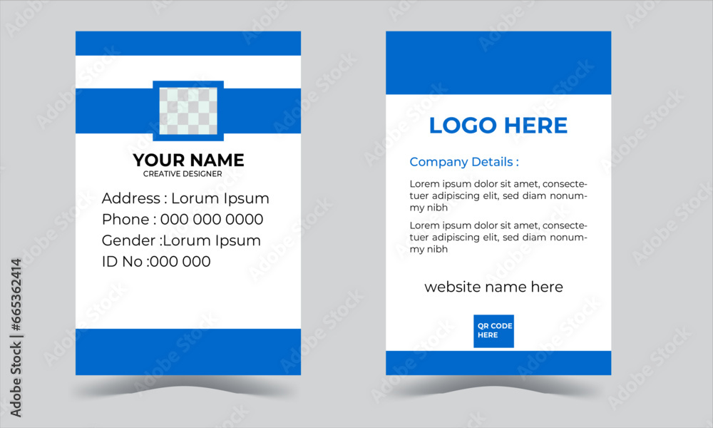 Simple vector office ID card design template. Creative Corporate Business identity card for employees with color variations. Simple vector office ID card design template. Creative Corporate Business identity card for employees with color variations.