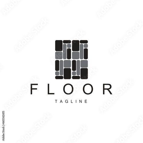 Floor Logo Design for Home Ceramic Decoration with Minimalist Abstract Shapes, Vector Templet Illustration