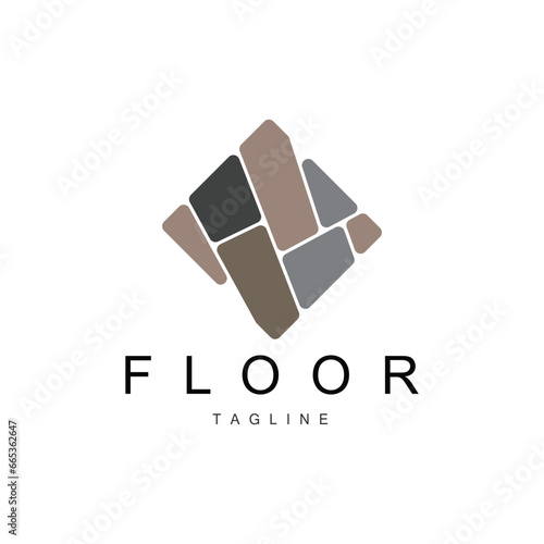 Floor Logo Design for Home Ceramic Decoration with Minimalist Abstract Shapes, Vector Templet Illustration