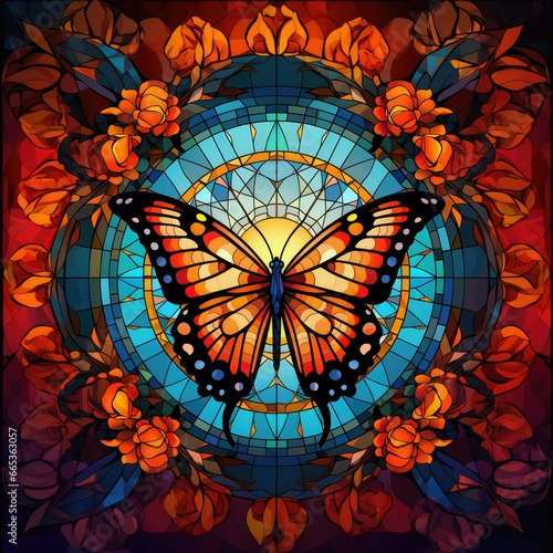 Butterfly in stained glass style