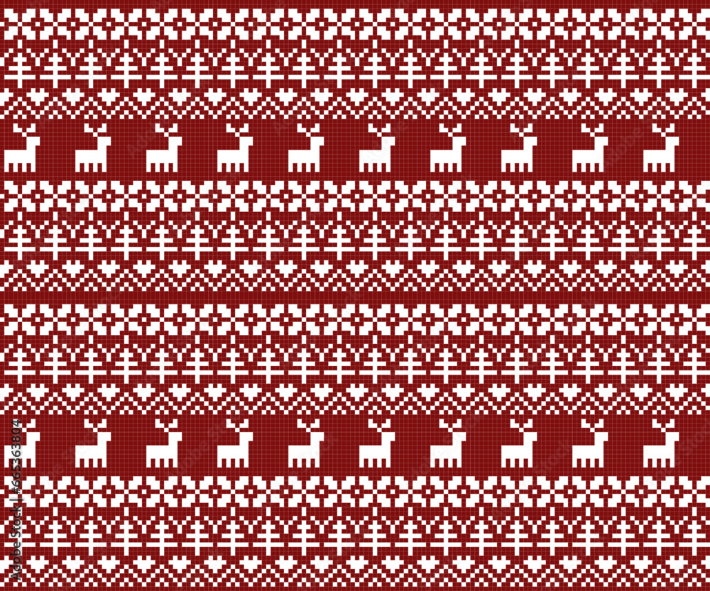 Seamless Christmas pixel pattern background for fashion textiles, knitwear and graphics. Vector Seamless Christmas pixel pattern background for fashion textiles, knitwear and graphics. Vector