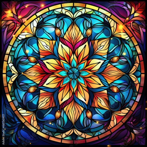 Mandala in stained glass style