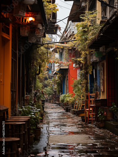 The scenery of a natural and comfortable quaint town street