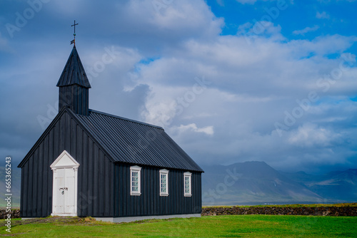 Budakirkja black church in Iceland photo