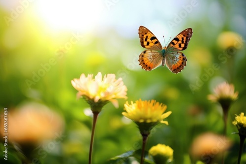 Butterfly Flying over the Meadow.