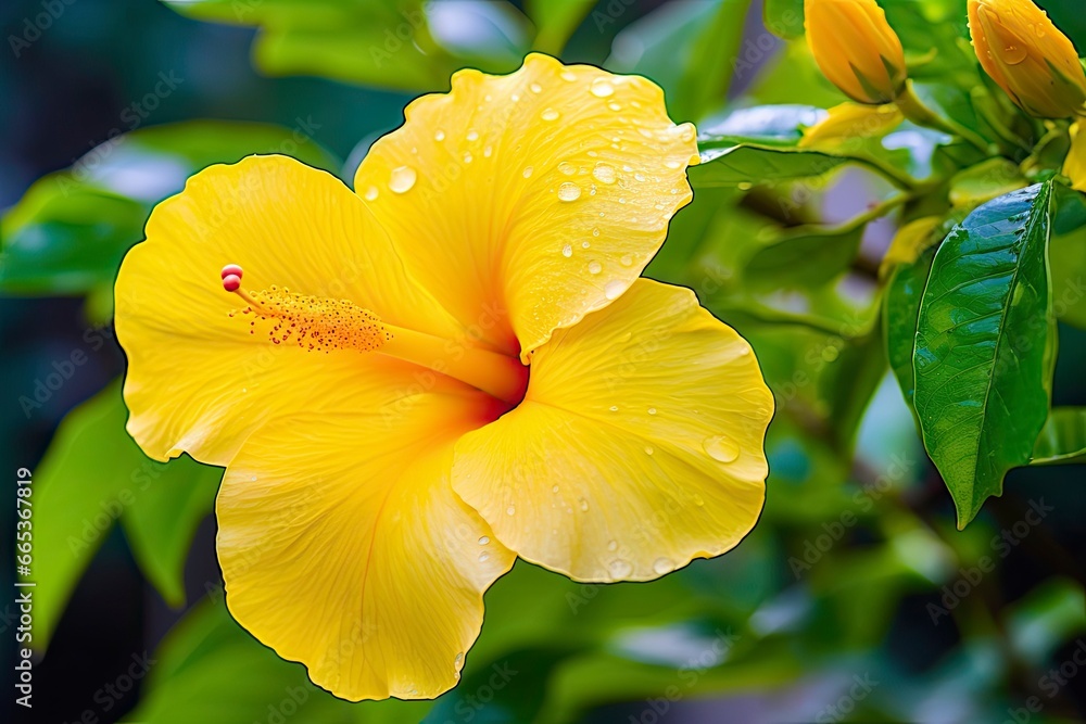 Fototapeta premium Close up beautiful yellow hibiscus flower.