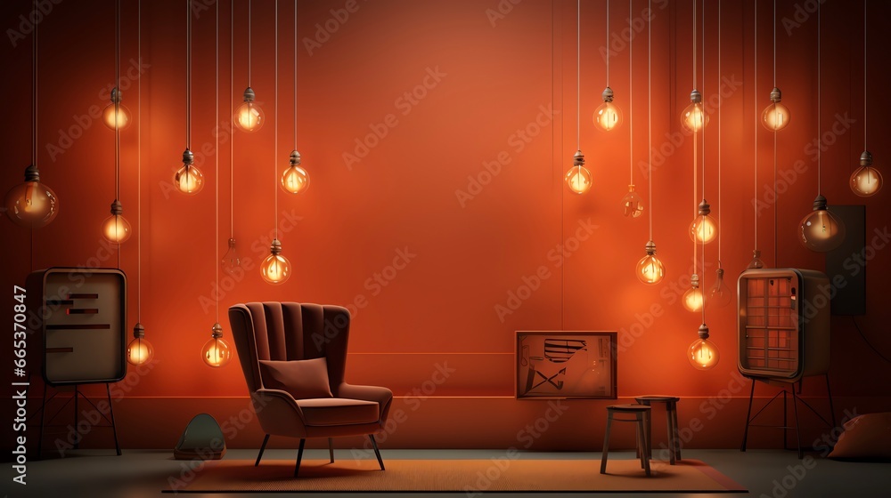 Modern interior design for home, lounge, upholstered furniture against the background of a textured classic wall with beautiful light. Modern interior design for home, lounge, upholstered furniture against the background of a textured classic wall with beautiful light.
