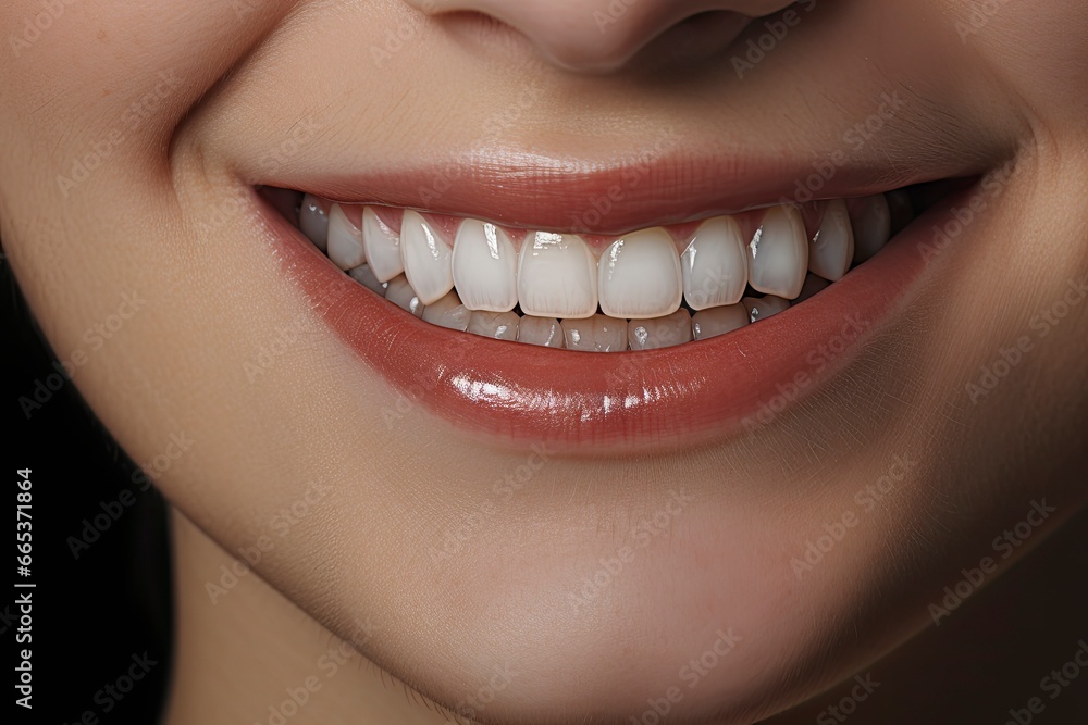 Fototapeta premium Close up of a smile with nice white teeth.