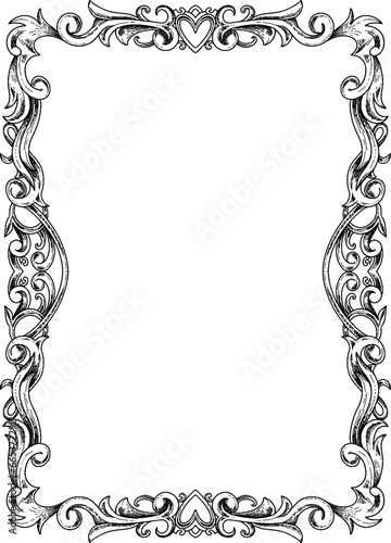 Black and White Vintage border floral and wedding ornament
