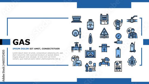 gas service energy power fuel landing web page vector. control industry petrol, business gasoline, technician pump, station home, engineer gas service energy power fuel Illustration