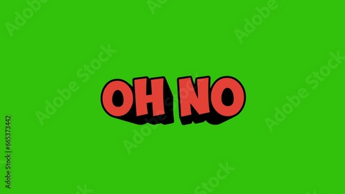 oh no 3D Shiny Text on green background animation. 4K motion animation.