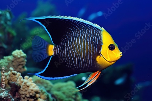 Beautiful angelfish in the ocean.