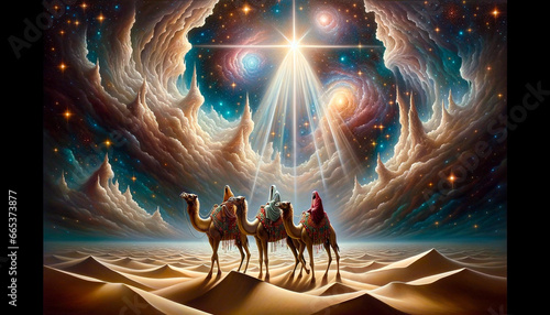 Star of Wonder: The Magi's Guiding Light in the Desert photo