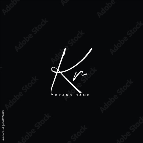 KR letter beauty handwriting vector logo. 