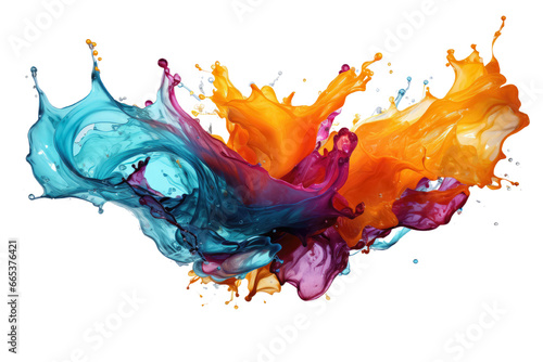 Colorful ink or water splash isolated on transparent background