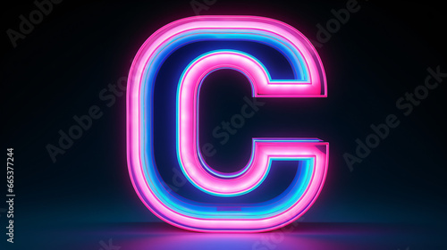 Neon 3d font blue and pink neon light 3d rendering