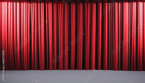 Luxurious red drape curtains. Award ceremony stage curtain. red curtains.