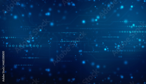 Binary Code Background, Digital Abstract technology background, flowing number one and zero text in binary code format in technology background. Internet Big data Concept © Greentech