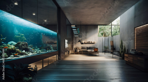 Grandiose Underwater World in Your Living Space. Elegant Underwater Paradise in Your Exclusive Home. AI Generated....