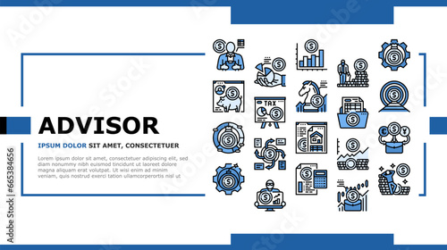 financial advisor meeting landing web page vector. business finance, investment man, office document, bank strategy, planning client financial advisor meeting Illustration