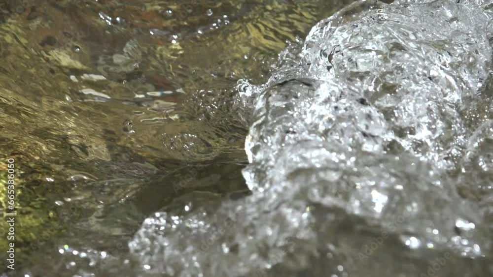 Crystalline Brook, River Water, Spring in Mountains, Clear Spring Fresh Waterfall, Transparent Alpine Stream Waves, Crystal Drops Crystalline Brook, River Water, Spring in Mountains, Clear Spring Fresh Waterfall, Transparent Alpine Stream Waves, Crystal Drops