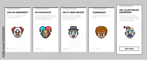 circus carnival vintage show onboarding mobile vector. retro entertainment, old festival, tent event, red amusement festive, label frame circus carnival vintage show Illustrations