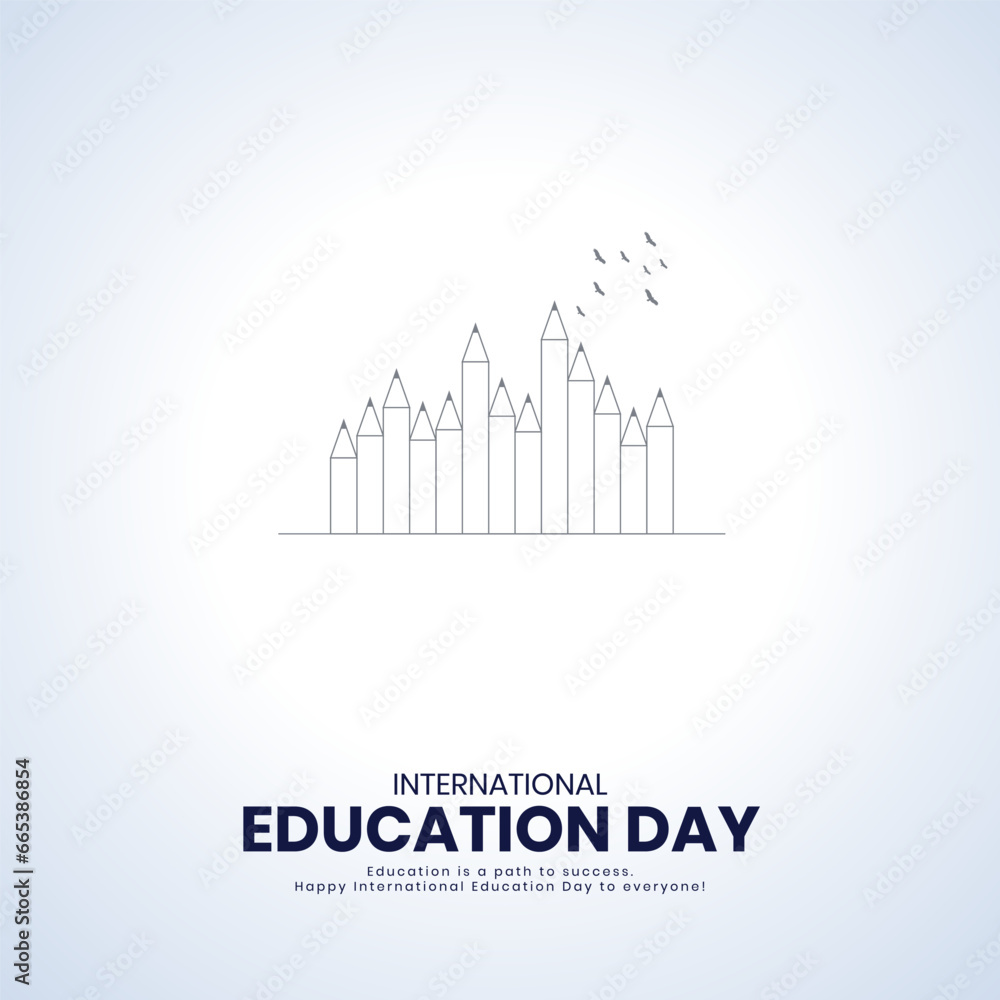 International Education Day. Creative Education day design for banner, poster, social media post 3D Illustration