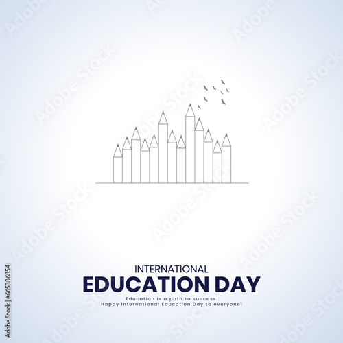 International Education Day. Creative Education day design for banner  poster  social media post 3D Illustration