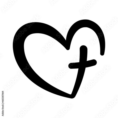 Vector Cross and Heart Christian Faith Illustration